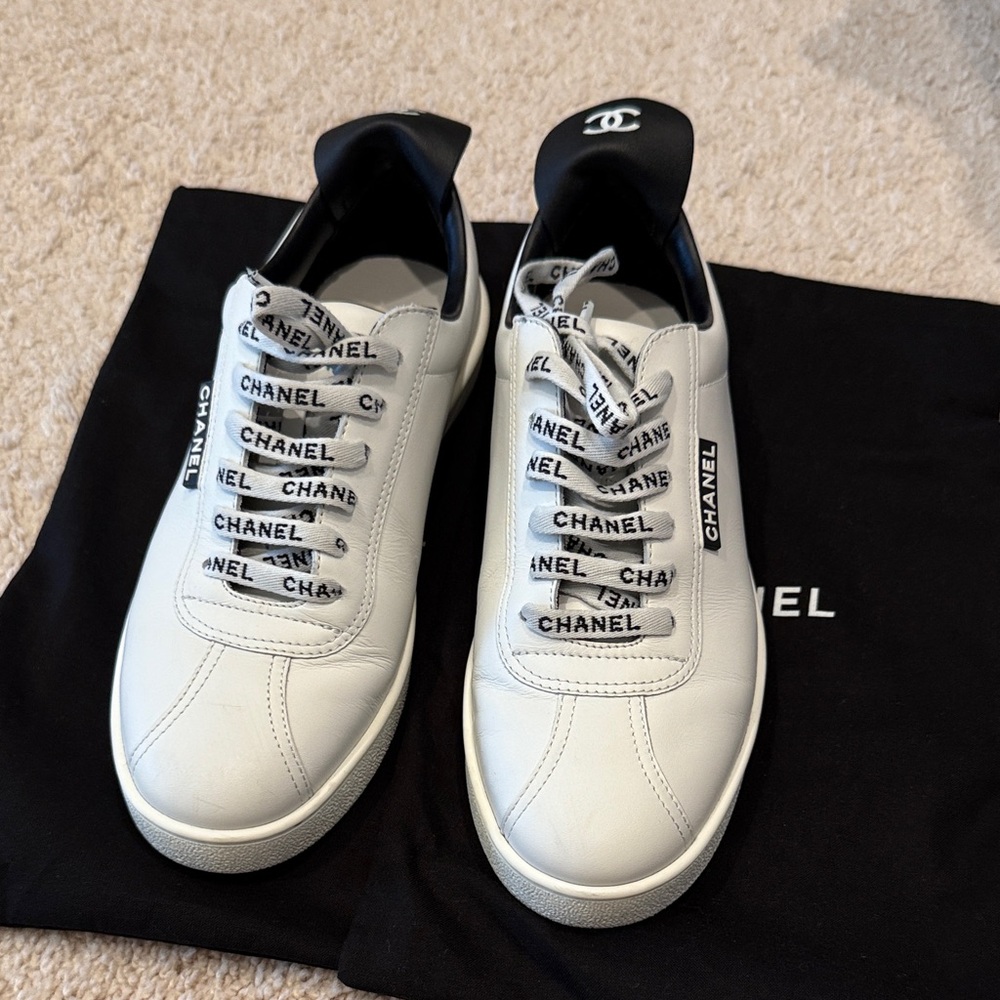 Chanel White Calfskin Weekend Sneakers - Size 38